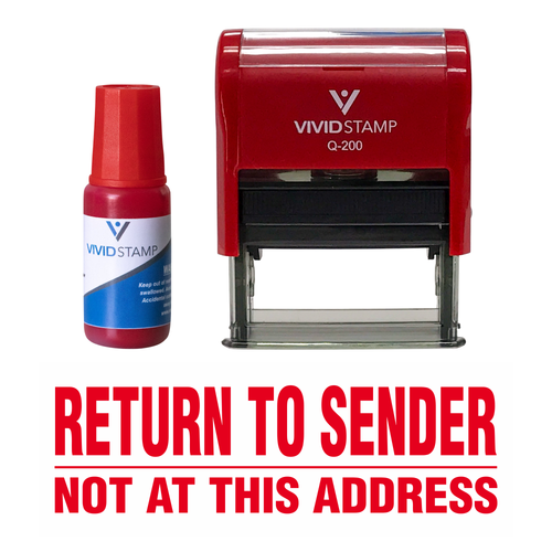 Return To Sender Not At This Address Self Inking Rubber Stamp Combo With Refill