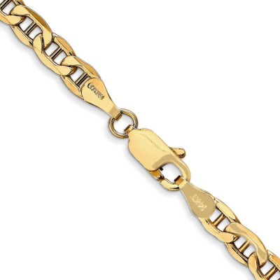 Pre-owned Skyjewelers Real 14kt Yellow Gold 24 Inch 4mm Semi-solid Anchor With Lobster Clasp Chain