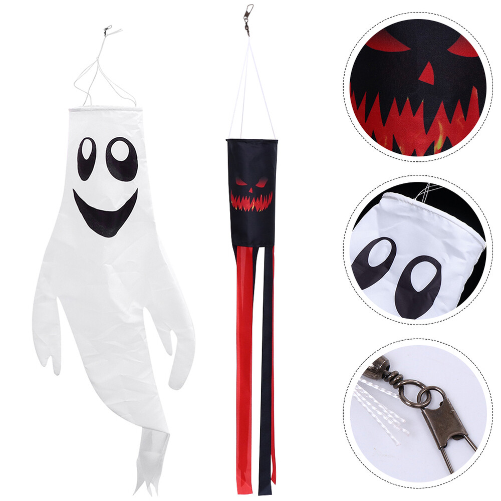 2Pcs Halloween Windsocks Outdoor Hanging Windsocks Decoration Halloween