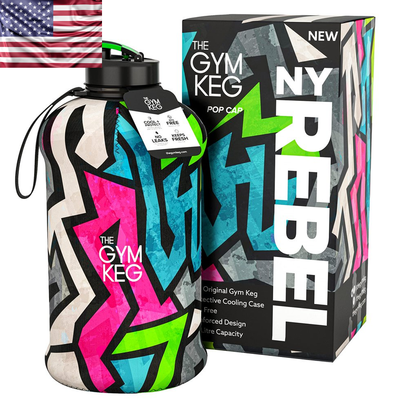 Huge Water Bottle Insulated Sleeve Half Gallon Carry Handle BPA Free Gym Keg $