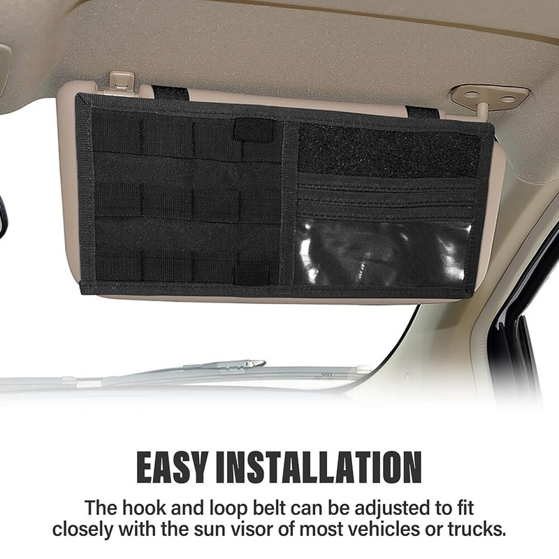 Vehicle Interior Visor Organizer Accessories Tactical Molle Car Sun Visor