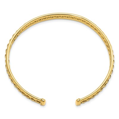 Pre-owned Superdealsforeverything Real 14kt Yellow Gold Polished & Textured Cuff Bangle; 7.25 Inch