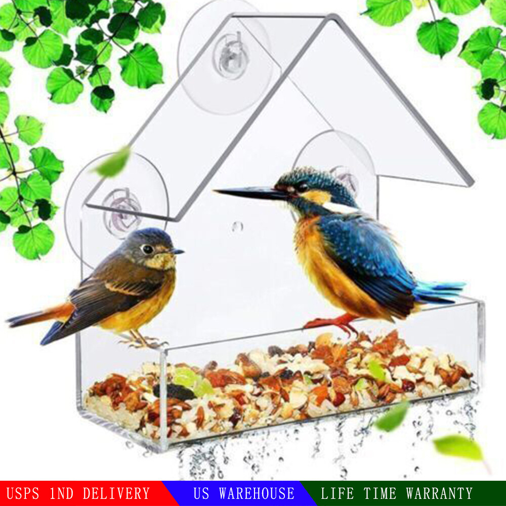 Clear Acrylic House Window Viewing Bird Feeder