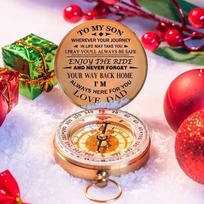 Mom Dad To Son Enjoy The Ride Vintage Compass Copper Compass Christmas Gift