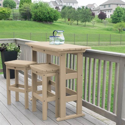 3-Pc Outdoor Bar Height Balcony Set in Tuscan Taupe [ID 3786969]