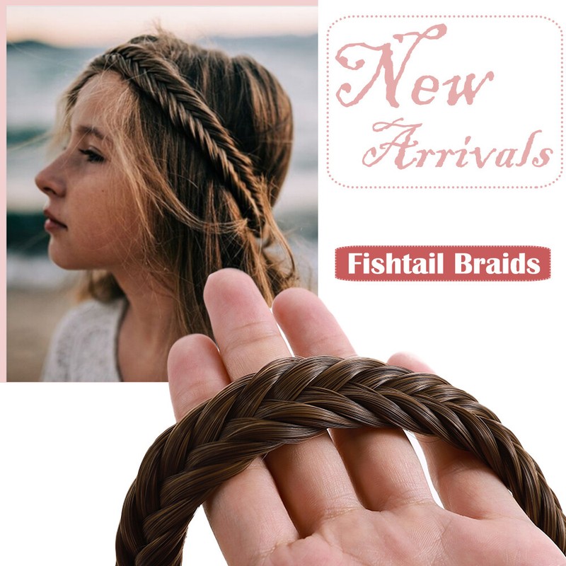 AM Chunky Twist Hair Plaited Plait Elastic Headband Hairband Synthetic Hairpiece