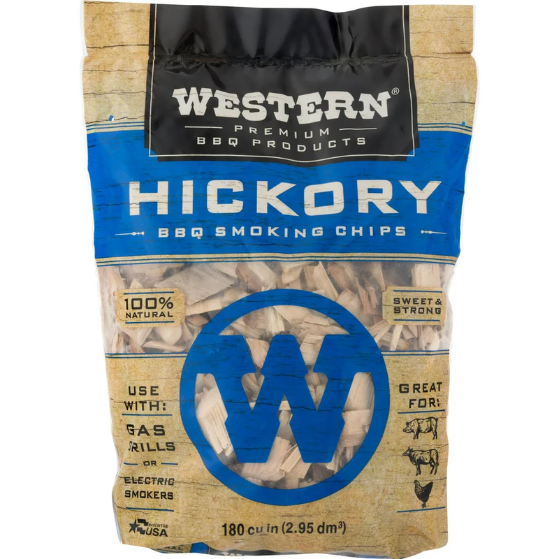 Western Premium BBQ Products Hickory BBQ Smoking Chips, 180 