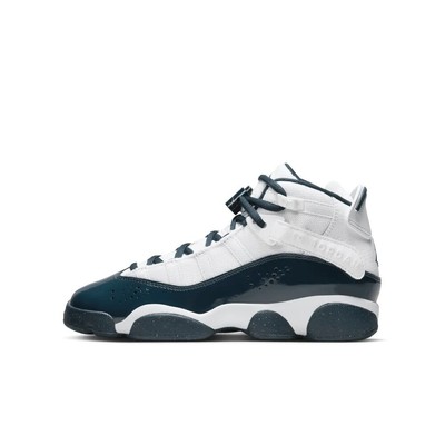 Big Kids Jordan 6 колец Белый/Armory Темно-синий (323419 147)