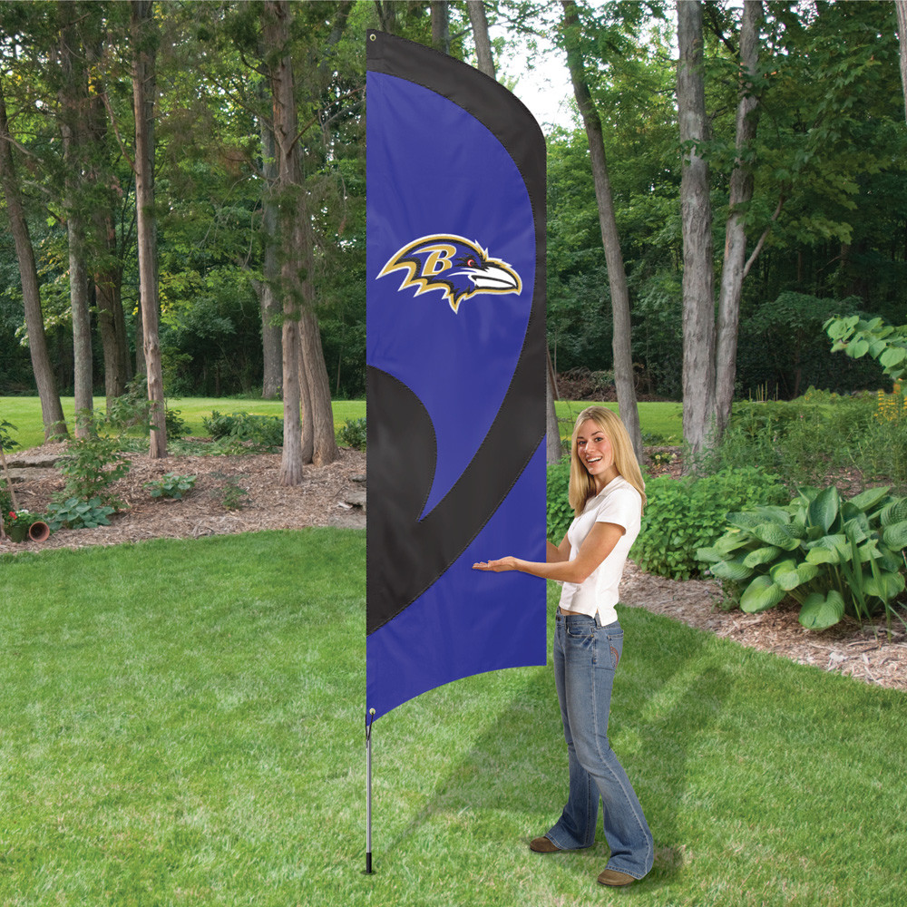 BALTIMORE RAVENS 8.5 FOOT TALL TEAM FLAG 11.5' POLE SIGN BANNER 8 1/2