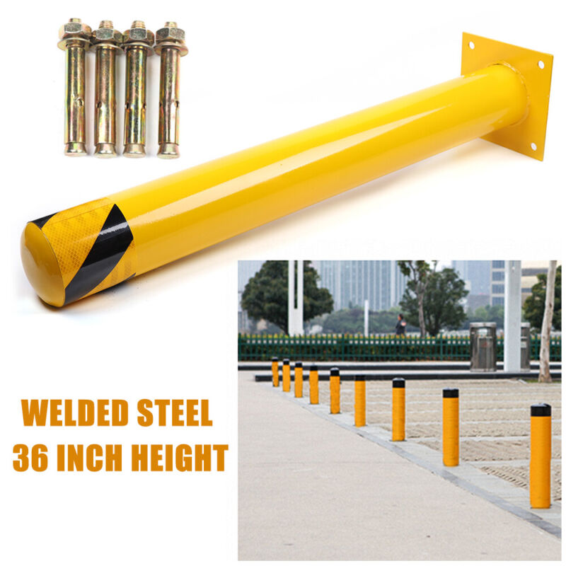 Yellow Safety Bollard Steel Bollard Post Pipe Steel Barrier 36"H 4.5"D Parking