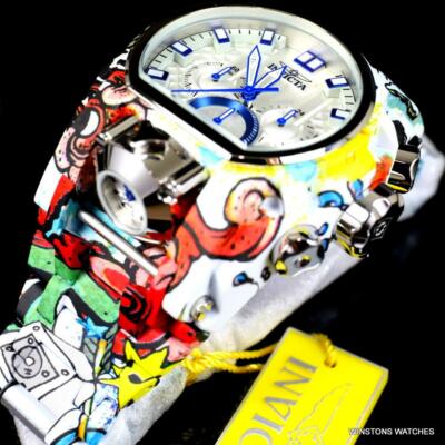 INVICTA INVICTA RESERVE BOLT ZEUS MAGNUM GRAFFITI STEEL BLUE SWISS MVT WATCH 52MM