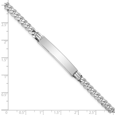 Pre-owned Superdealsforeverything Real 14kt White Gold Flat Curb Link Id Chain Bracelet; 8 Inch; Lobster Clasp