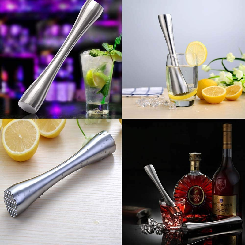 Stainless Steel Cocktail Muddler 8" Professional Old Fashioned & Mojitos Drink M