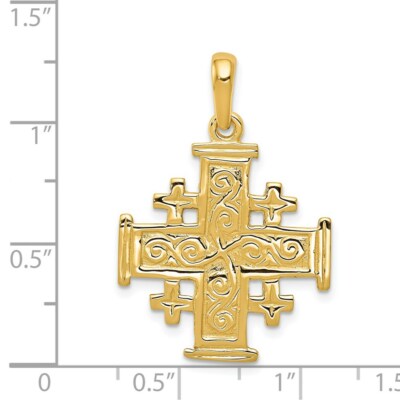 Pre-owned Superdealsforeverything Real 14kt Yellow Gold Jerusalem Cross Pendant