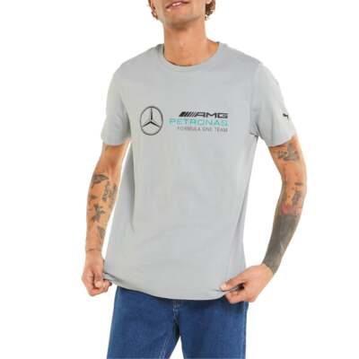 

Puma Mapf1 Essentials Logo Футболка с круглым вырезом и коротким рукавом Мужские серые повседневные топы, Grey, Puma Mapf1 Essentials Logo Crew Neck Short Sleeve T-Shirt