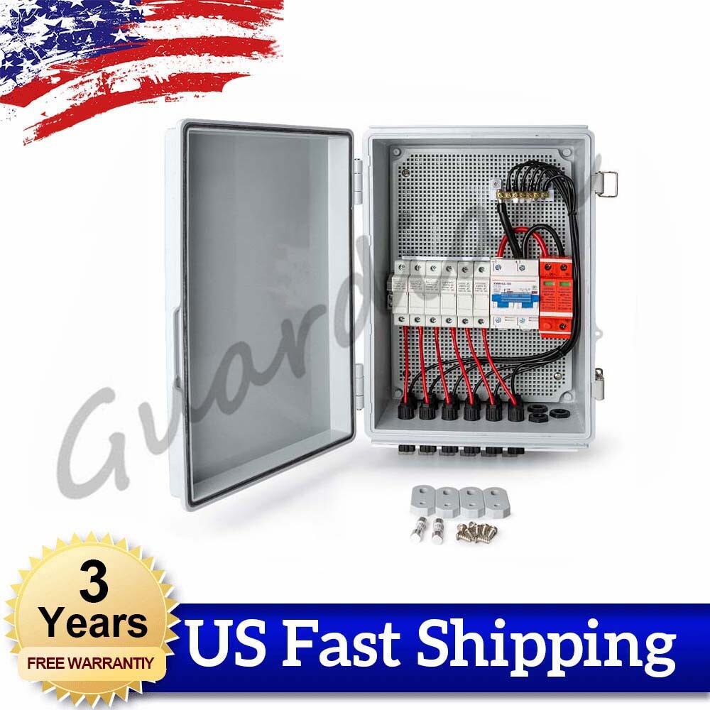 6 String Solar PV Combiner Junction Box Circuit Breaker New 