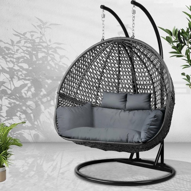 Outdoor Double Hanging Swing Chair - Black | Lounging & Relaxing