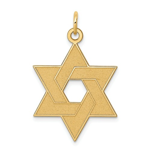 Pre-owned Goldia 14k Yellow Gold Polished Laser Designed Star Of David Jewish Religious Charm