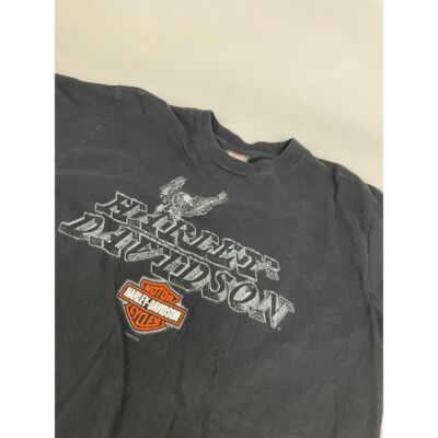 Harley Davidson 3D Font Bald Eagle Tecumseh Shop Michigan Large L Black T-Shirt