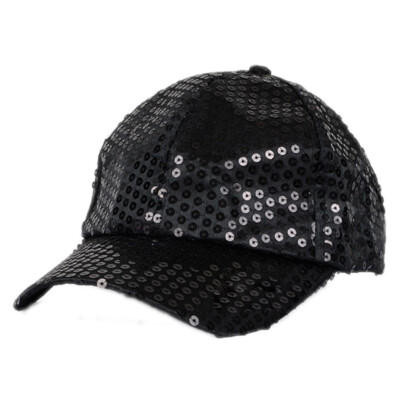 Unisex Glitter Sequins Baseball Hat Snapback Cap Dance Party Show Headwear
