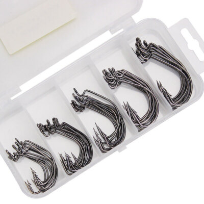 100pc Worm Hook HSS Extra Wide Gap Offset Worm Fishing Hooks 1/0# 2/0# 3/0 USA