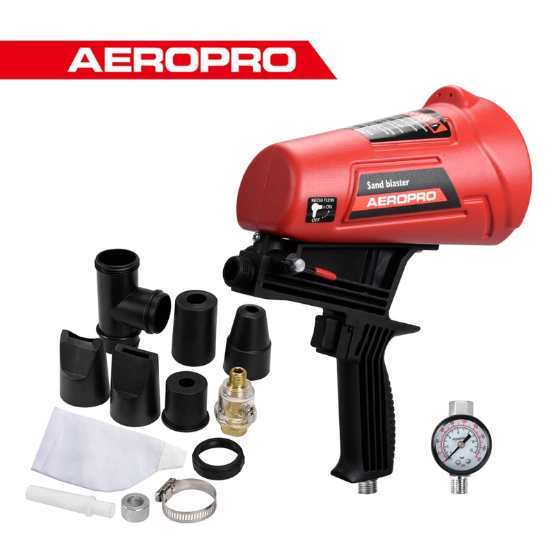 Air Sand Blaster Gun Kit Spray Paint Gun Machine Handheld Pneumatic Blasting Gu