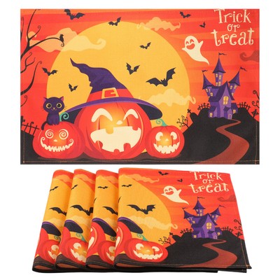 4pcs Halloween Table Cover Dining Table Pad Halloween Party Placemats Desk Mat
