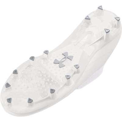 Pre-owned Under Armour Men's Ua Highlight 2 Mc Knit Football Cleats White/white/metallic S In White-white-metallic Silver