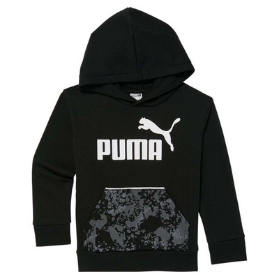 

Puma Camo Pack Ctn Fleece Pullover Hoodie Boys Black Casual Outerwear 858280-01, Черный, Puma Camo Pack Ctn Fleece Pullover Hoodie