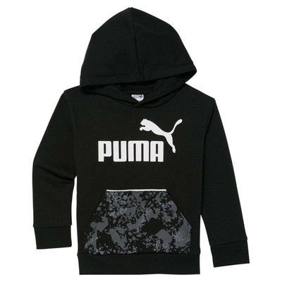 Puma Camo Pack Ctn Fleece Pullover Hoodie Boys Black Casual Outerwear 858280-01