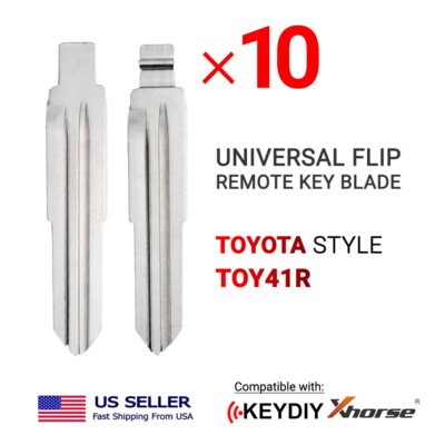 10x New Uncut Universal Flip Remote Key Blade Toyota Style TOY41R