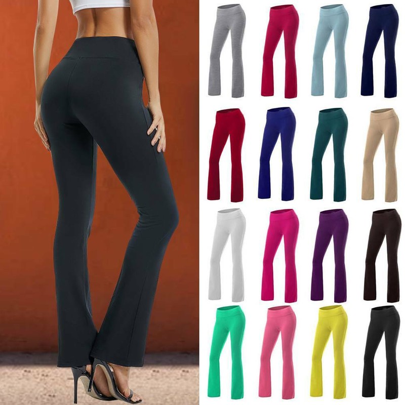 Promover Damen Bootcut Yogahose Flare Lange Bootleg-Hose mit Hoher Taille Taschen Bauchkontrolle Yoga Fitness Hose Trainingshose Arbeitshose f/ür Workout Arbeit Freizeit
