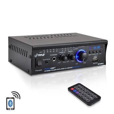 NEW Pyle PCAU48BT 2 x 120W Bluetooth Stereo Power Amplifier USBSD AUX amp Remote