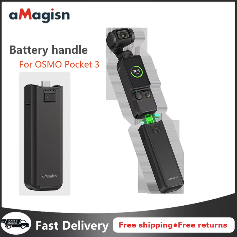 aMagisn Battery Handle for DJI Osmo Pocket3 4500mAh Handheld Charging Safe and S