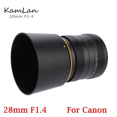 Kamlan 28mm F1.4 APS-C Large Aperture Manual Focus Lens For Canon EOS-M Mount 