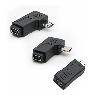 3 Pcs Micro USB Male to Mini USB Female Adapter Kit Angle Straight US STOCK C418