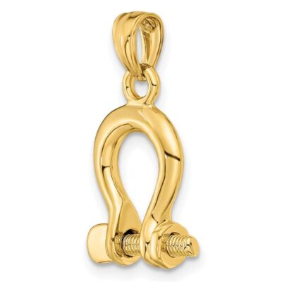 Pre-owned Diamond2deal 14k Yellow Gold 3-d Medium Shackle Link Screw Charm Pendant