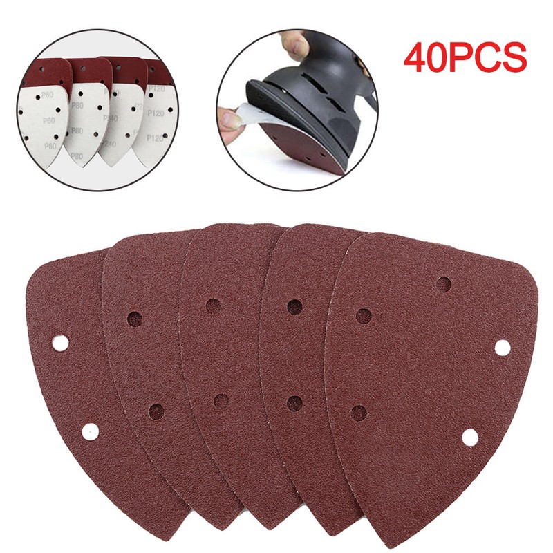 40pcs 140mm 10 x 60 80 120 240 Grit MOUSE SANDER PADS SANDING SHEETS