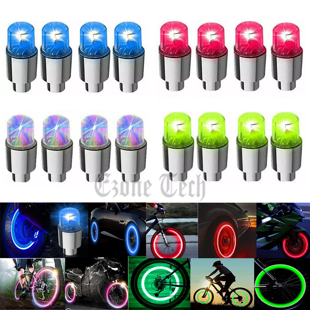 4-8 Pcs LED Wheel Lights Flash Light Tire Valve Cap Lamp Fr Car Truck Motorcycle