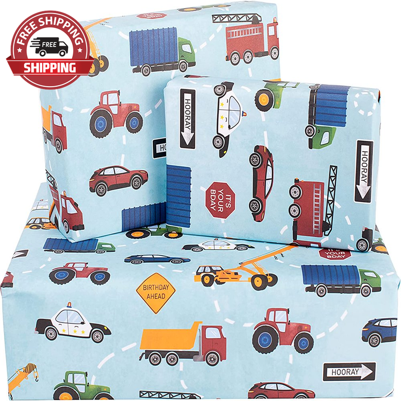 For Boys - 6 Sheets Of Birthday Gift Wrap - Police C