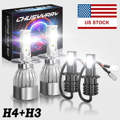 for Subaru Impreza 1998-2001 4x 6000K LED Hi/Lo Headlight + Fog Lights Bulbs Kit