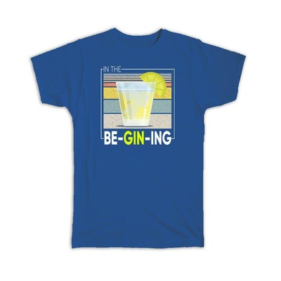 Gift T-Shirt : Stylish Gin Sign Tonic Water Cocktail Lovers Glass Ice Bar Wall