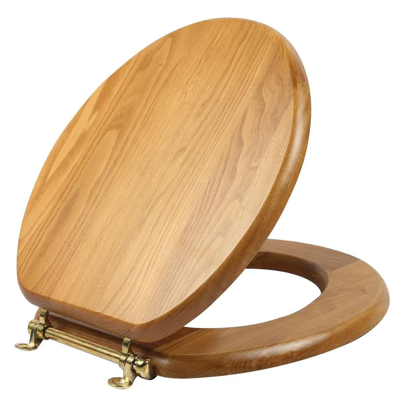 Closed Front Lid Honey Oak Brass Hinge Bathroom Hardware