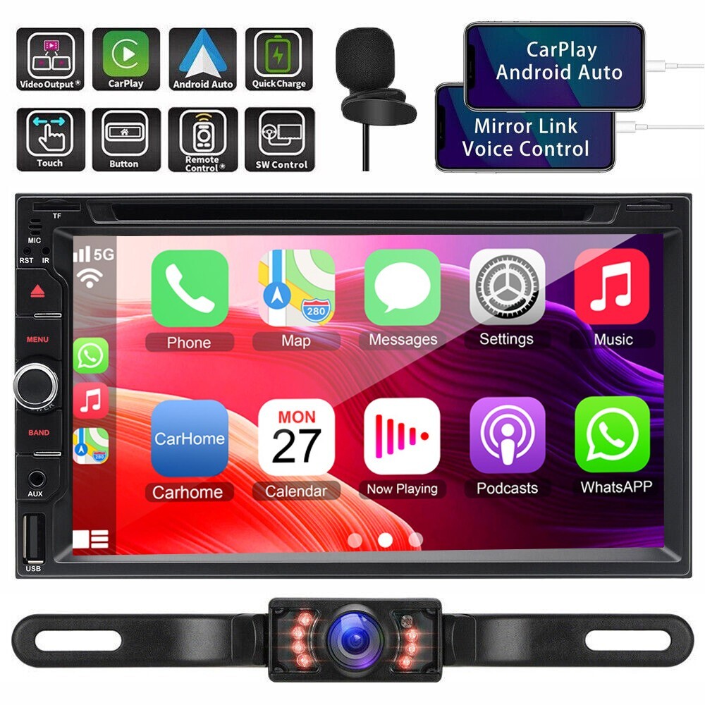 With Touch Bluetooth Radio Double Din 7" Car Stereo Dvd Player Cd