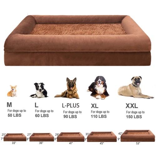 Orthopedic Foam 4side Bolster Brown Pet Sofas