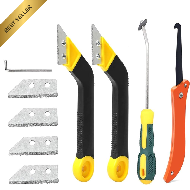 9 Pcs Grout Float Sets with 4 Extra Blades & Wrench - Professional Tile Grout Re