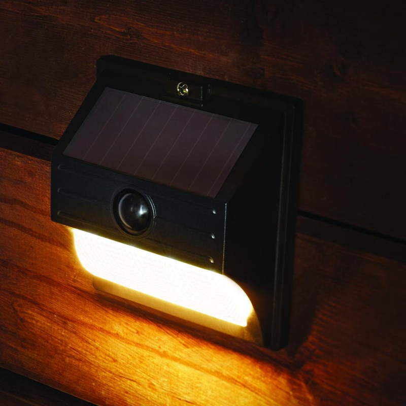 Solar Powered Wall Mount Outdoor LED Motion Activated Deck Light 5-100 Lumens 2P