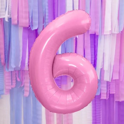 Giant Foil Pink Number 6 Balloon | Birthday Decorations 6th 16th 60th Party