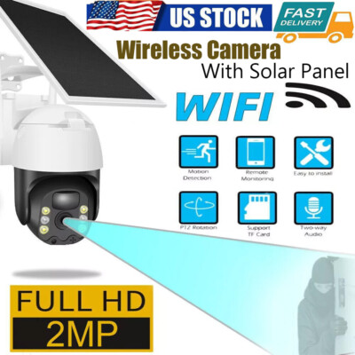Wireless Solar Battery Powered Wifi Outdoor Pan/Tilt Home Security Camera System