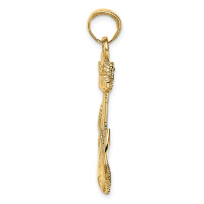 Pre-owned Superdealsforeverything Real 14kt Yellow Gold 2-d Anchor With Rope Pendant